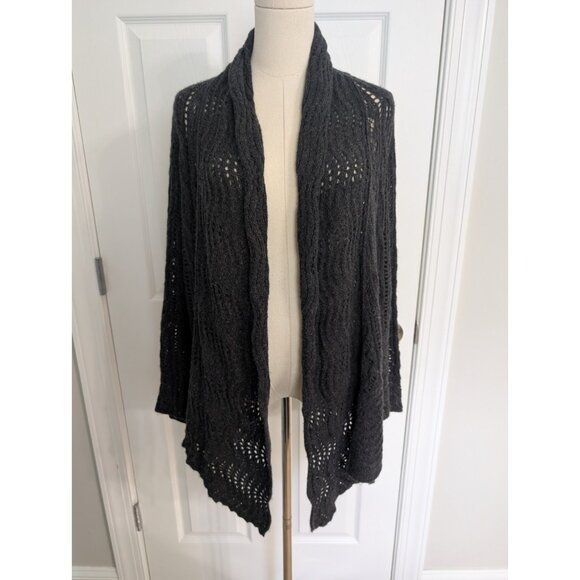 Calypso St. Barth Charcoal Gray Cashmere Open Front Cardigan Sweater L Old Money - Picture 1 of 10